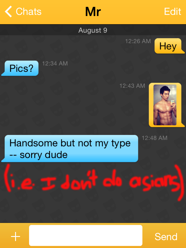 Asian vs White Grindr Experiment Message