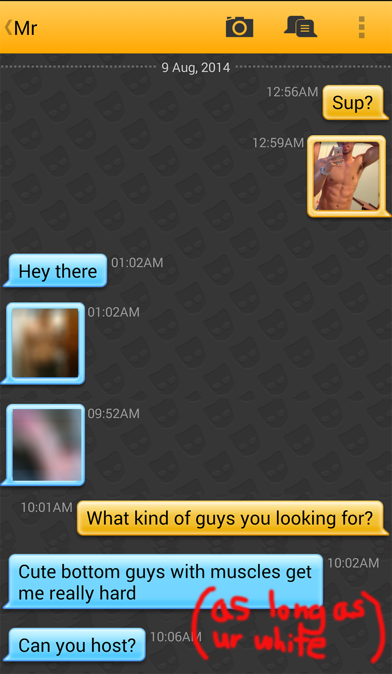 Asian vs White Grindr Experiment Message